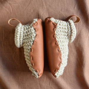 Chilote Slippers - Wool & Veg Tanned Leather - Tan (Adults 34-37 S only) *Last ones