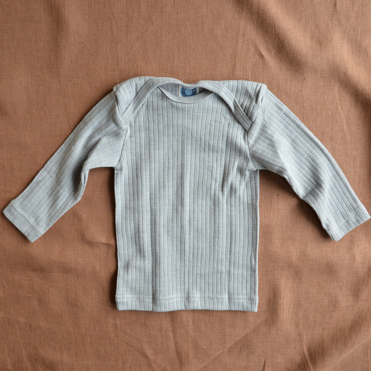 Baby Top Long Sleeve - Organic Cotton/Merino/Silk - Grey (6-12m) *Last ones