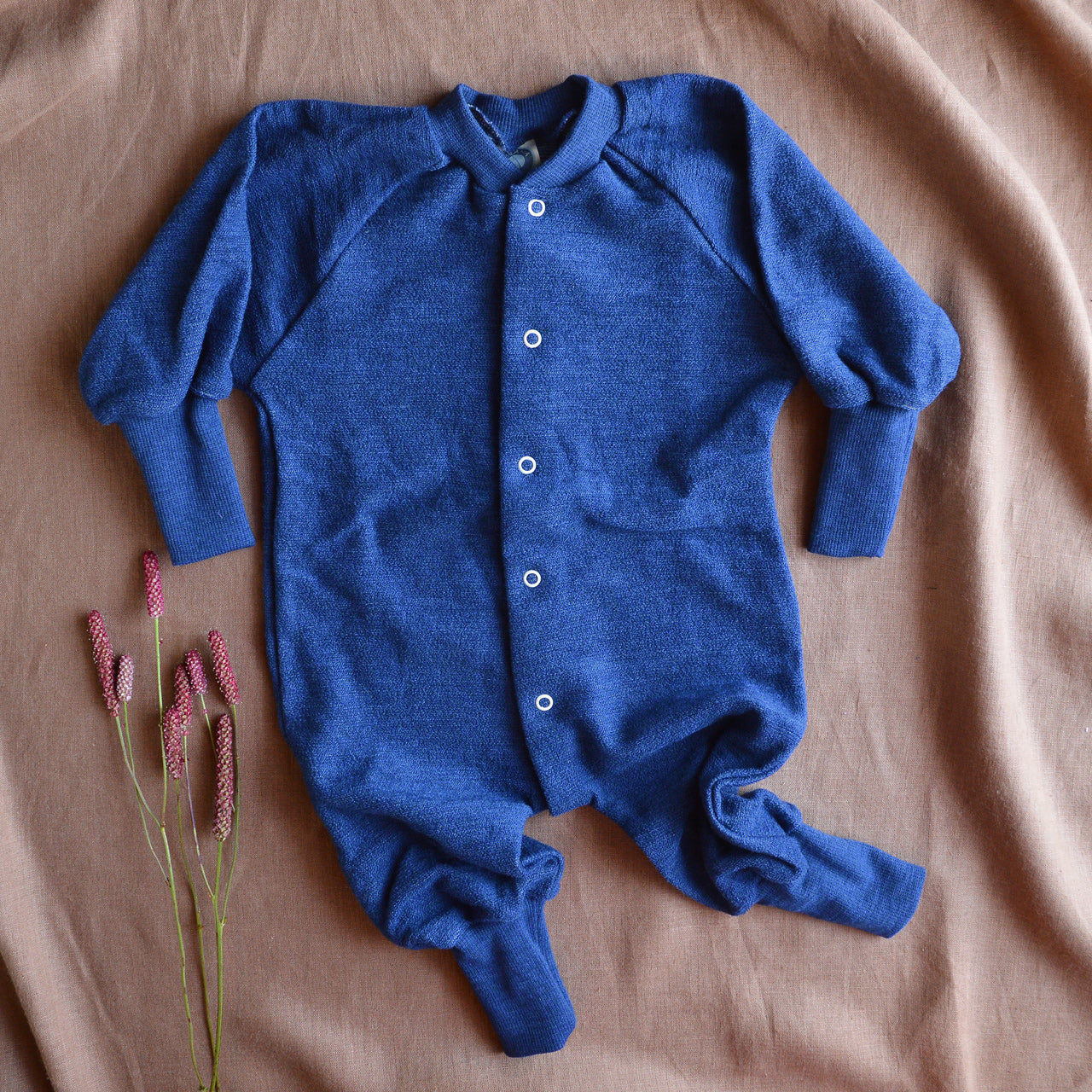 Onesie Sleepsuit - 100% Organic Merino Terry - Blue (3m-6y)