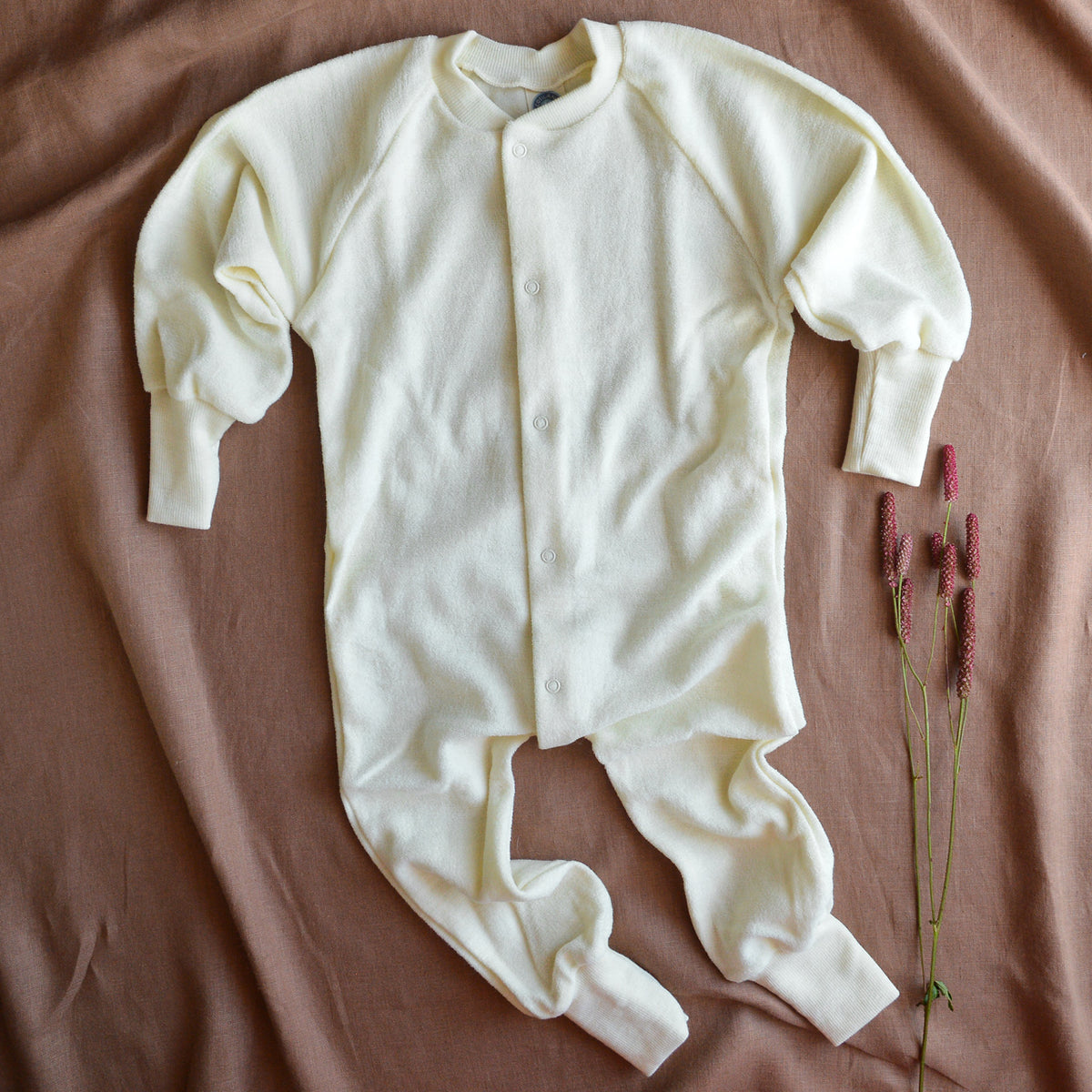 Baby Organic Wool Terry Overalls Sleepsuit by Cosilana from Woollykins