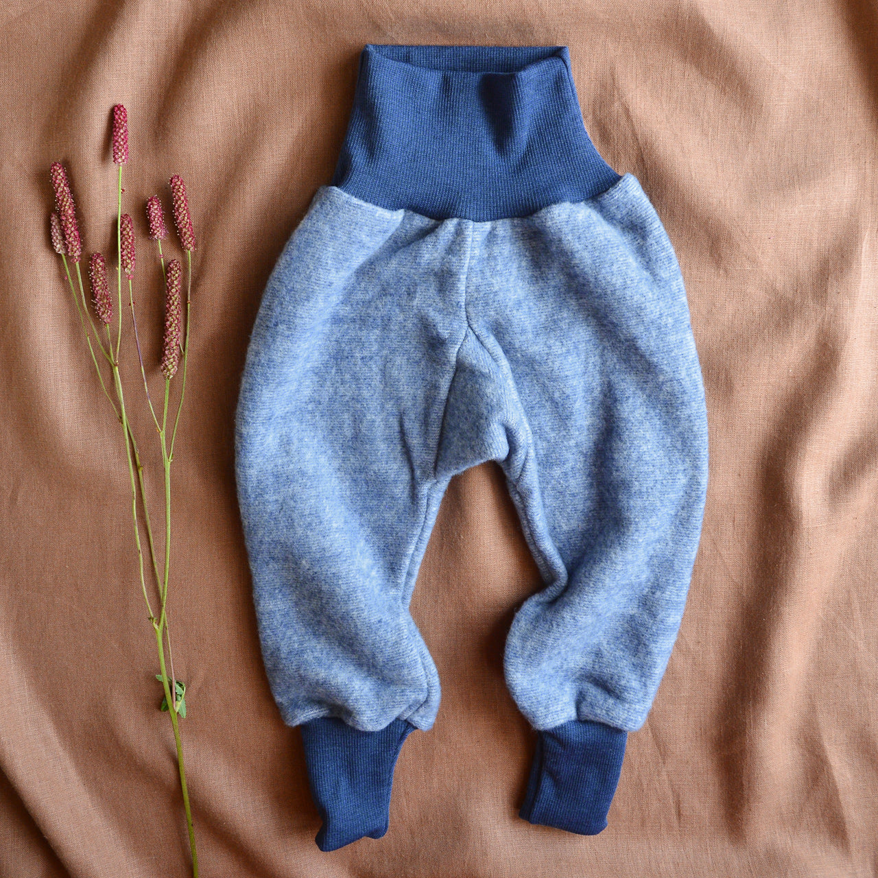 Baby Pants - Organic Wool/Cotton Fleece (6-12m blue) *Last One!