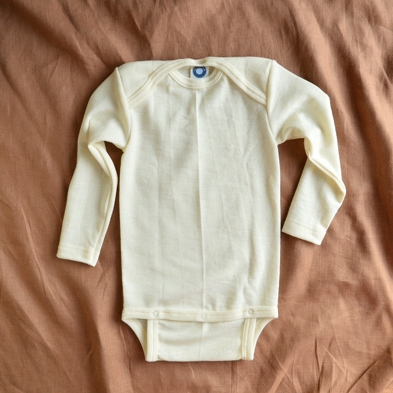 Baby Bodysuit Long Sleeve - 100% Organic Merino - Natural (0-3y)
