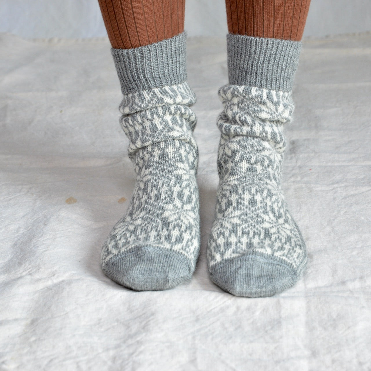 Scandi Fairisle Organic Wool Socks (Adults 36-41)