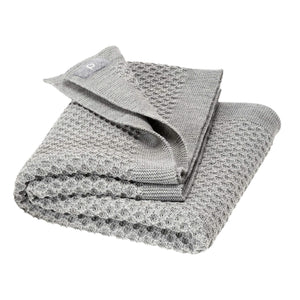 Large Honeycomb Knit Blanket in Organic Merino - Grey (200x135cm) *Last One!