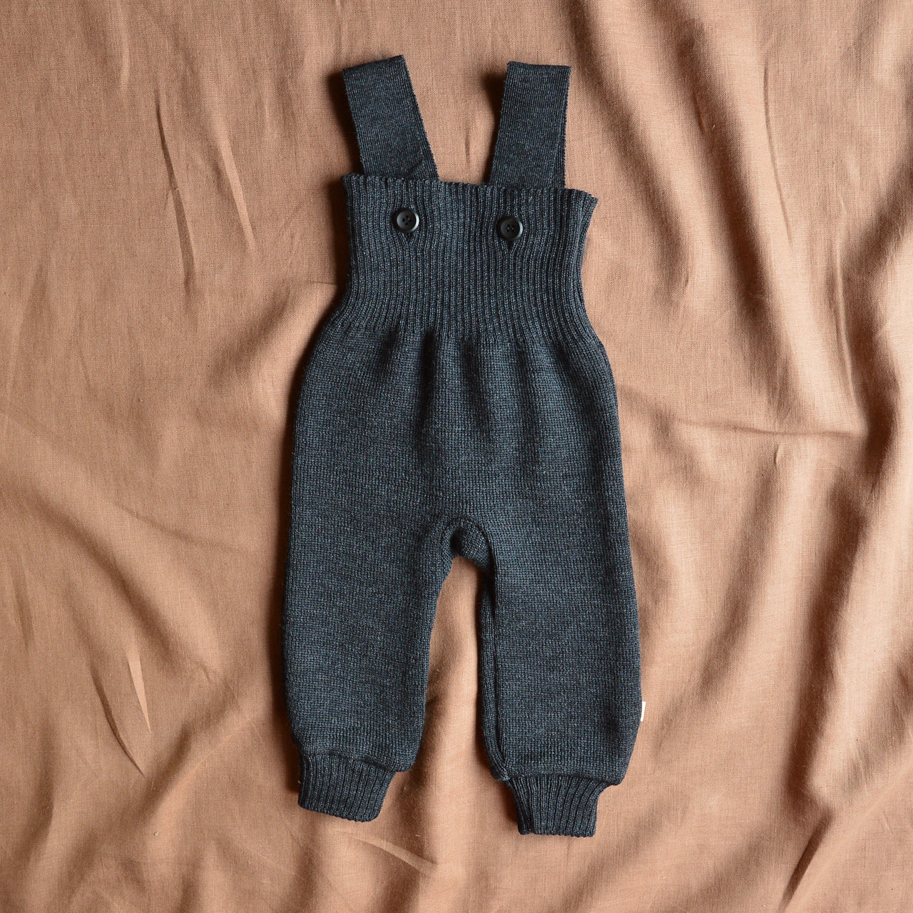 Knitted Dungarees in Organic Merino Wool - Graphite (0-3m) *Last One!