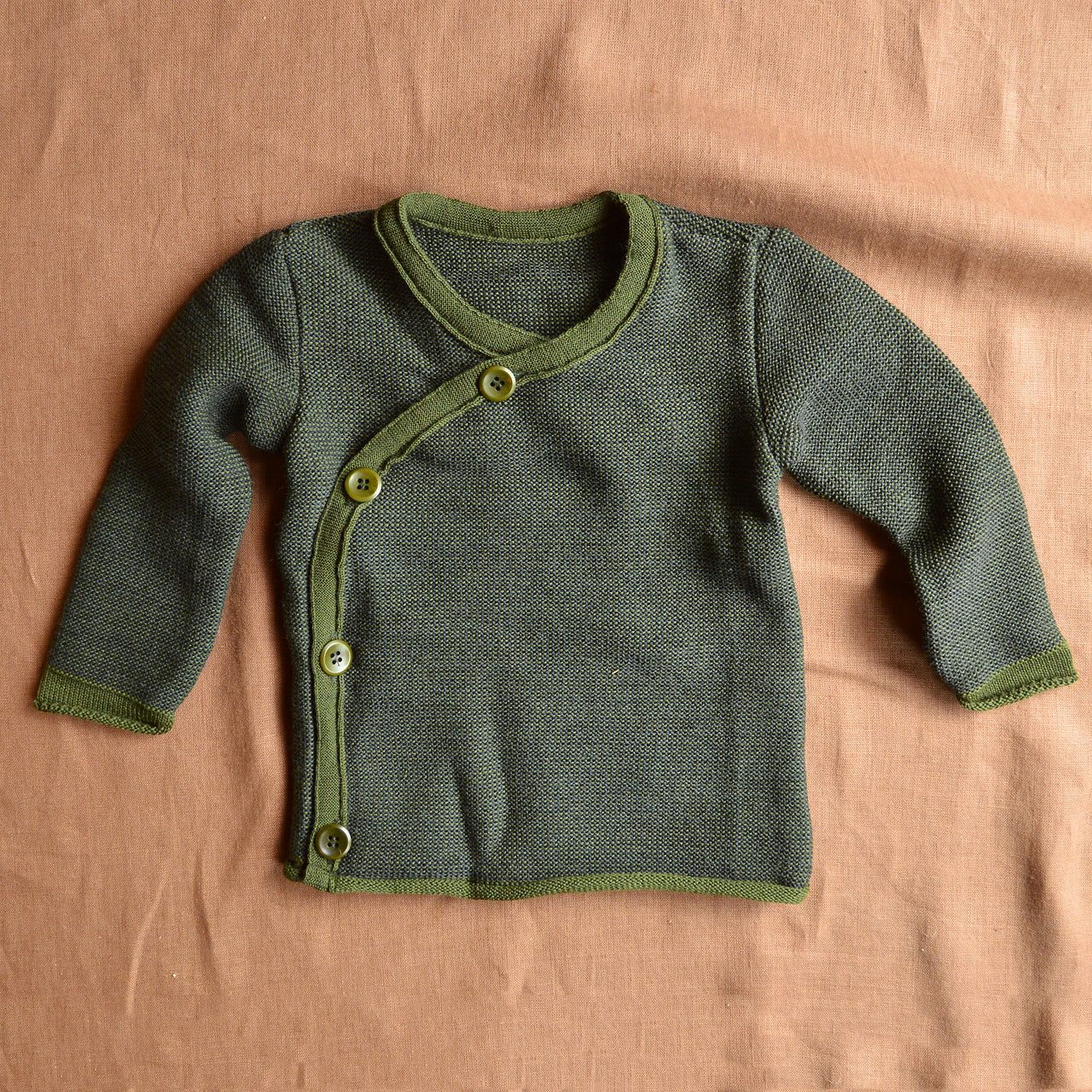 Organic Merino Baby Jacket - Olive/Graphite (0-3m & 3-4y) *Retired Colour