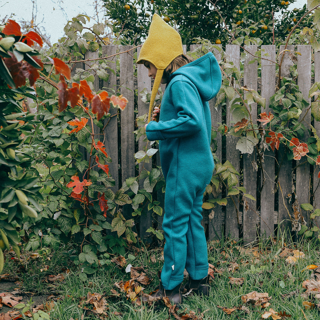 Boiled Wool Overalls with Hood - Pacific Teal (3-4y) *Retired Colour