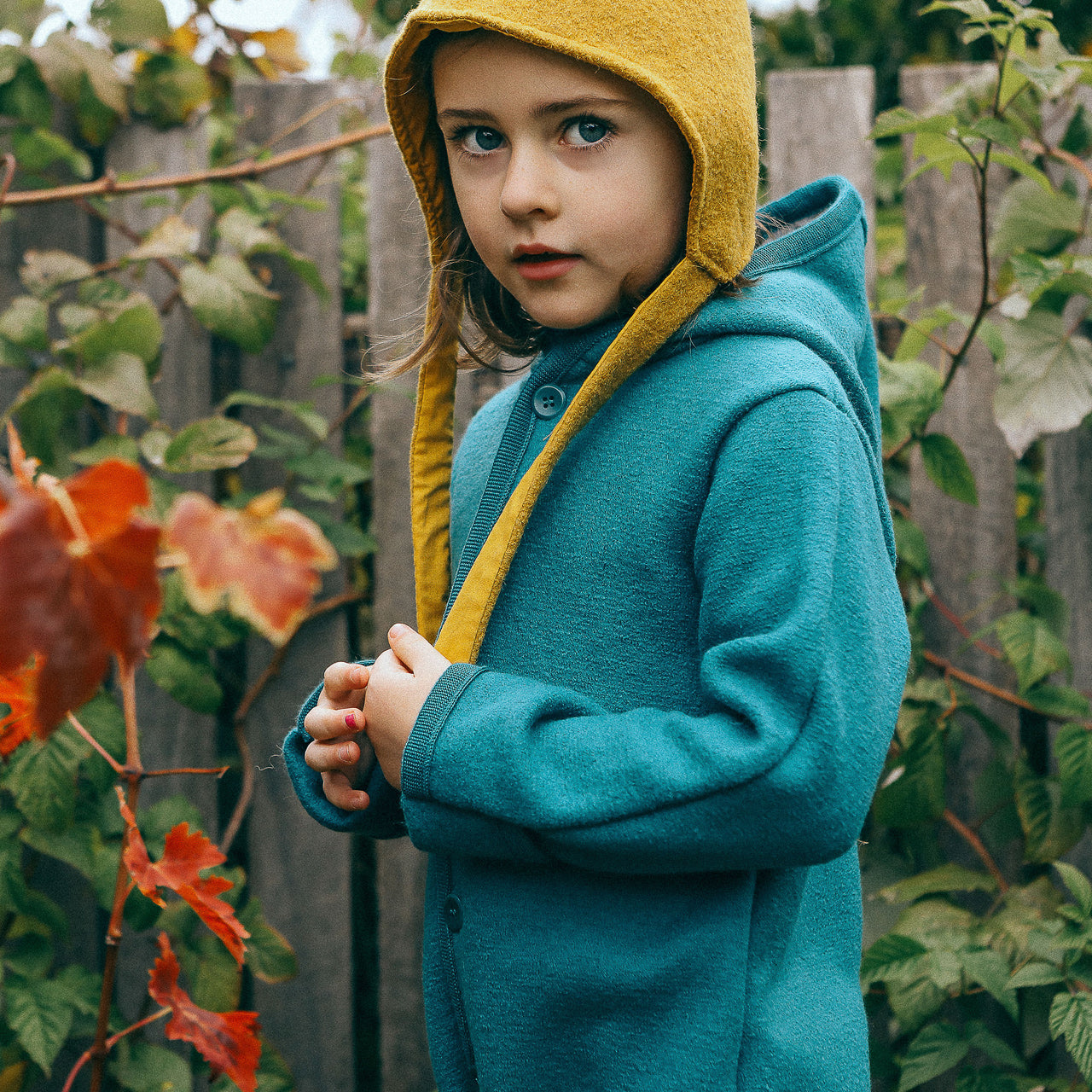 Boiled Wool Overalls with Hood - Pacific Teal (3-4y) *Retired Colour