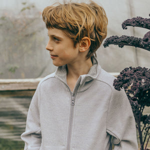 Light Boiled Merino Wool Zip Jacket - Pale Grey (6-12m only) *Last ones