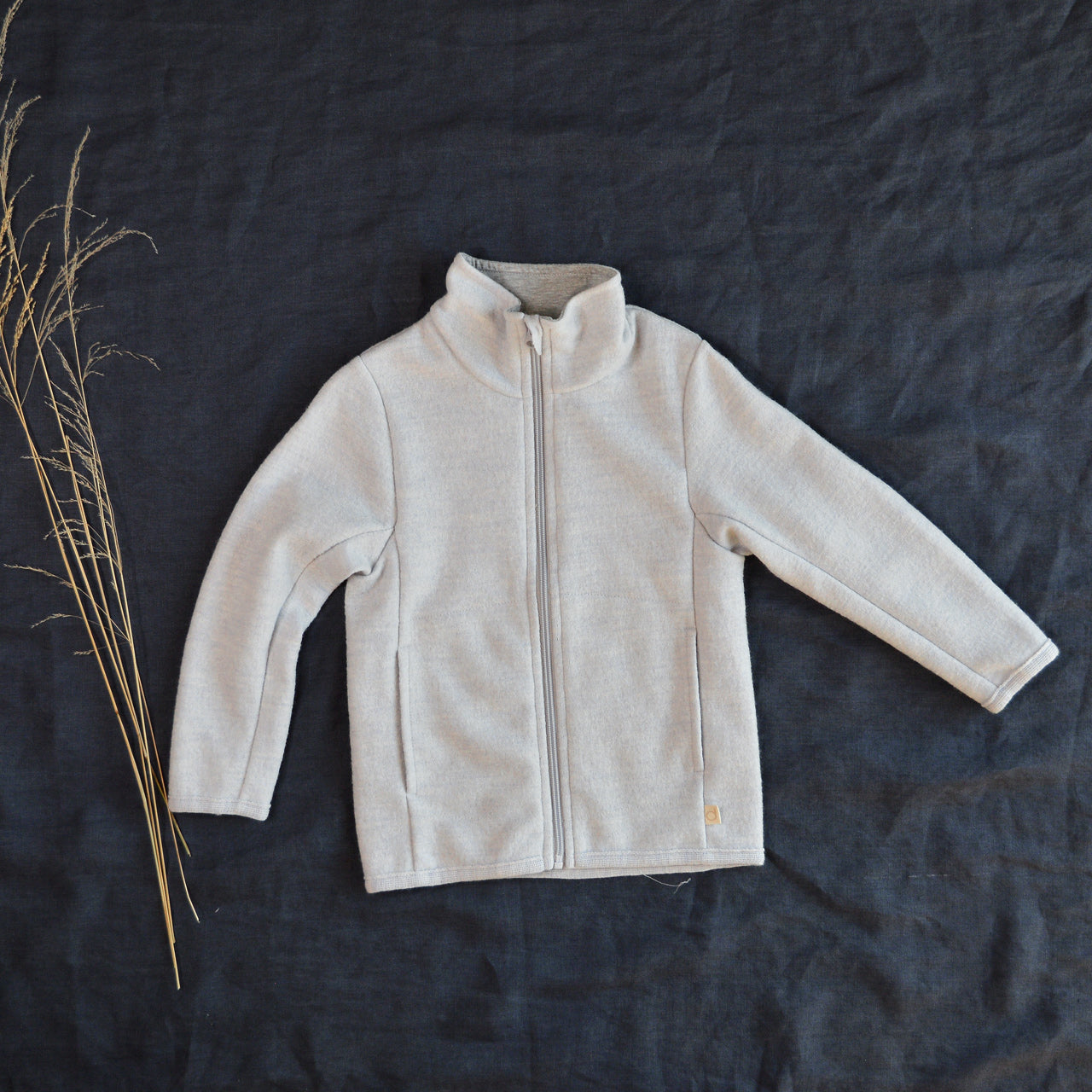 Light Boiled Merino Wool Zip Jacket - Pale Grey (6m-2y)