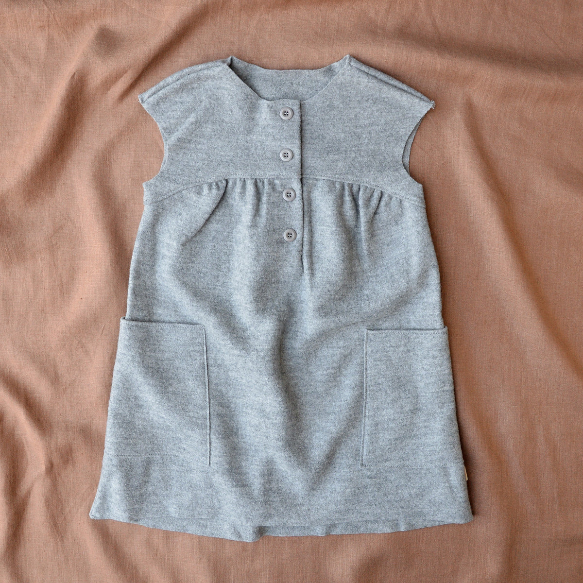 Boiled Wool Pocket Dress - Grey (1-2y) *Last One!