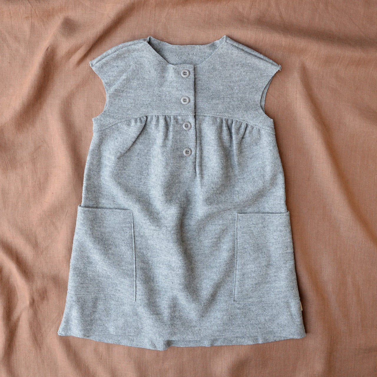 Light Boiled Wool Pocket Dress - Grey (1-8y)