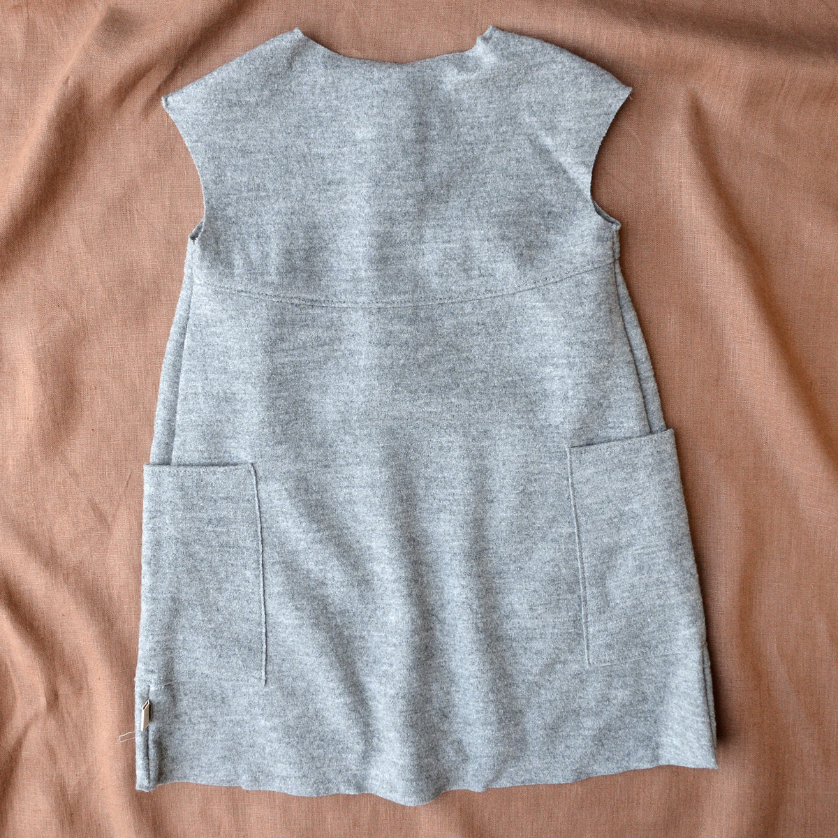 Boiled Wool Pocket Dress - Grey (1-2y) *Last One!