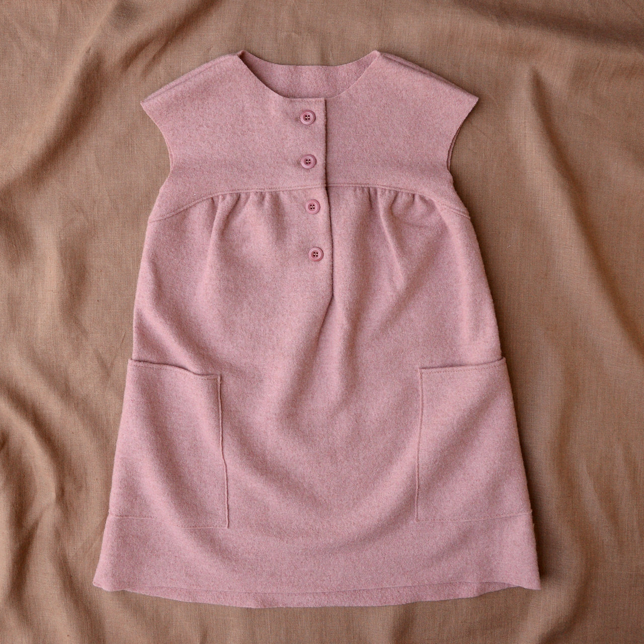 Light Boiled Wool Pocket Dress - Rose (1-8y)