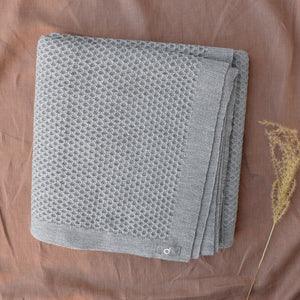 Large Honeycomb Knit Blanket in Organic Merino - Grey (200x135cm) *Last One!