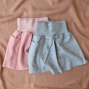 Boiled Wool Pocket Skirt - Grey (3-8y)