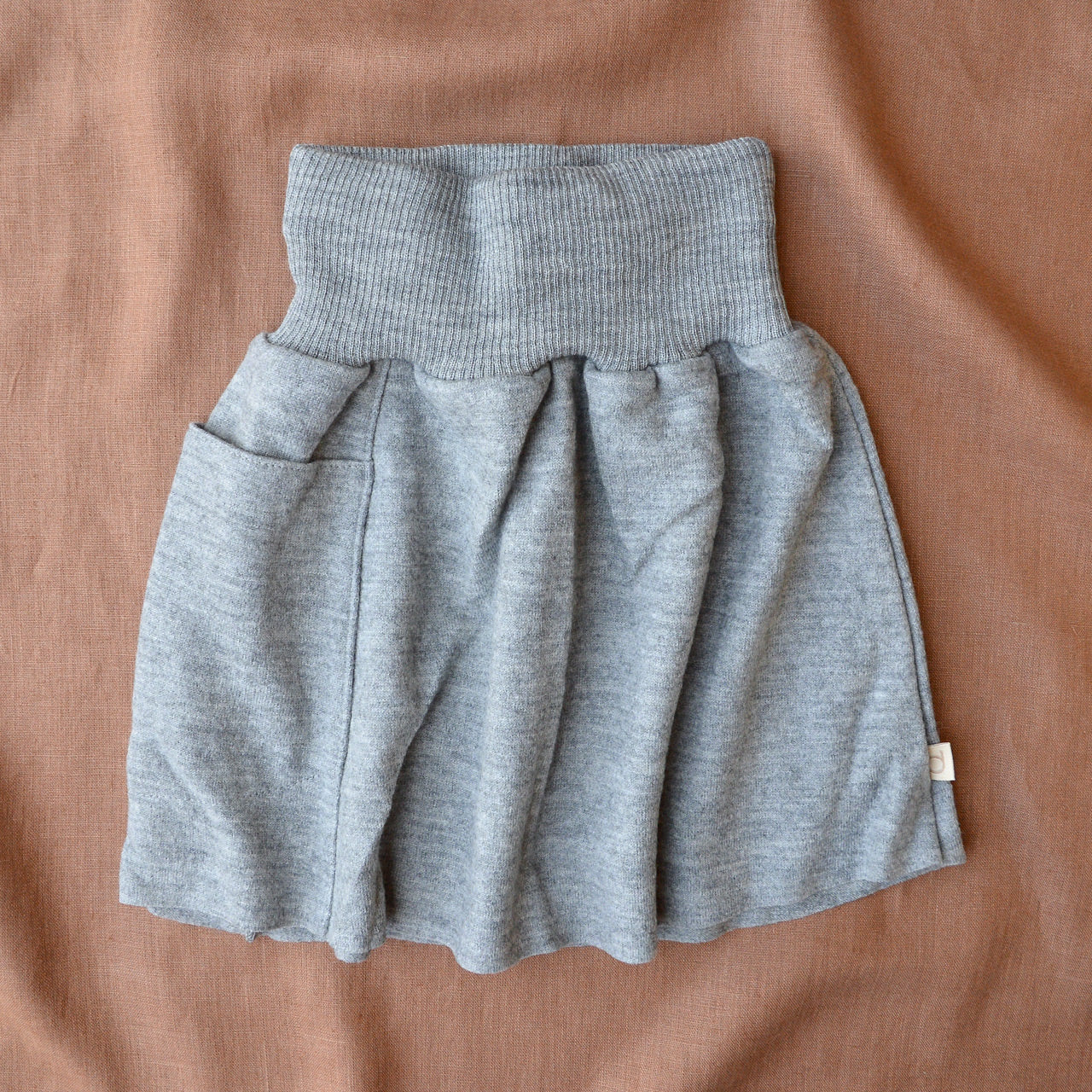 Light Boiled Wool Pocket Skirt - Grey (3-8y)