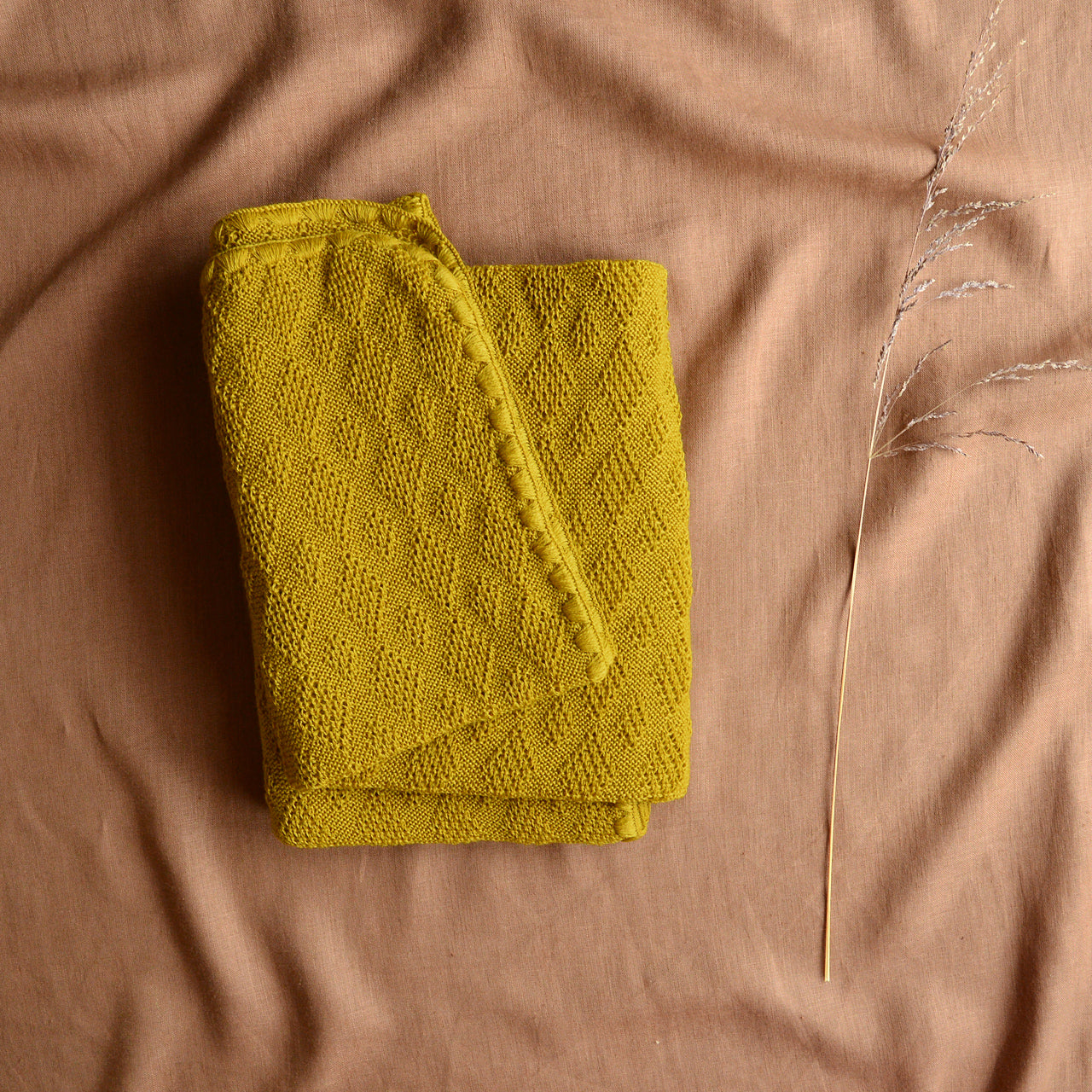 Knitted Baby Blanket in Organic Merino Wool - Curry (100x80cm) *Retired Colour