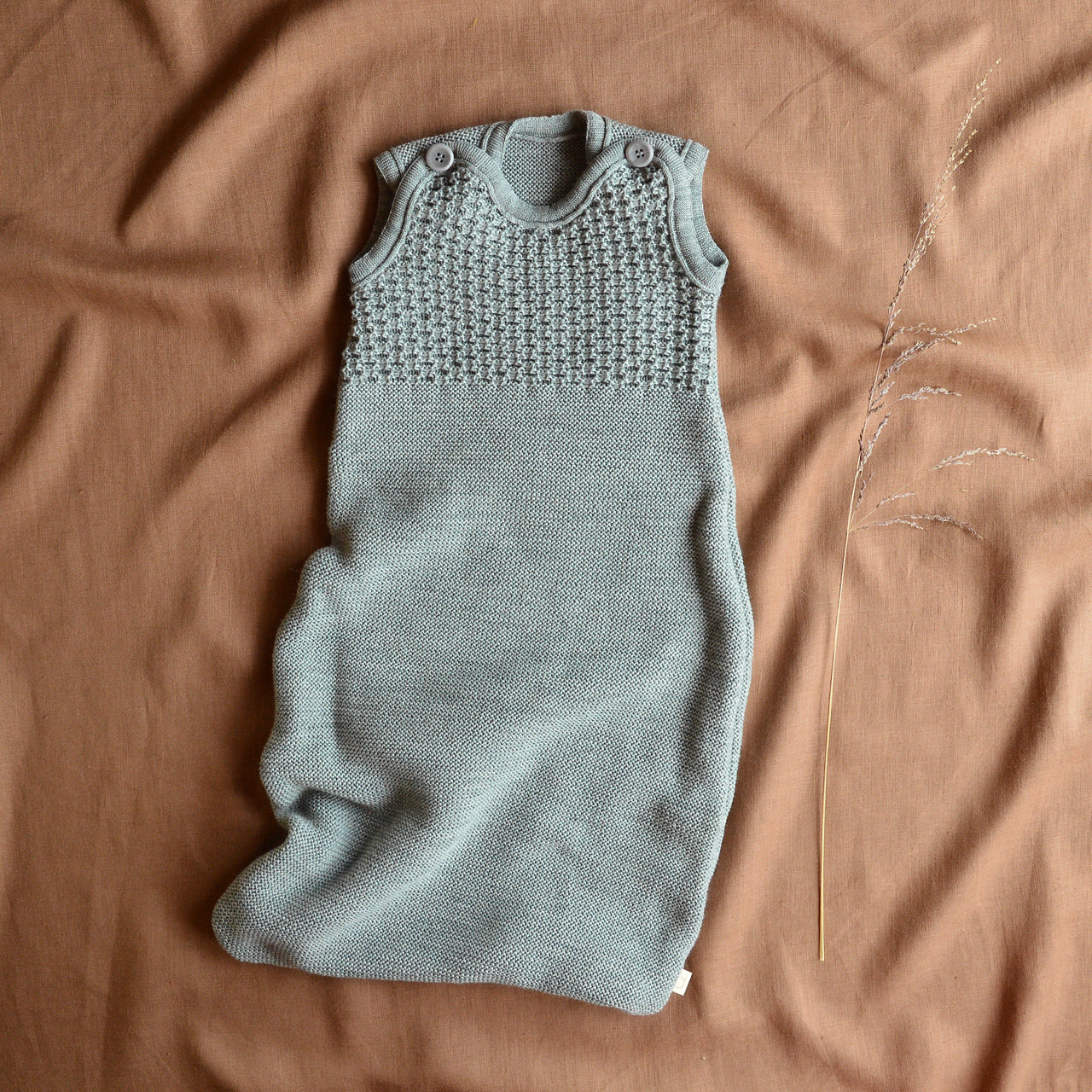 Knitted Sleeping Bag in Organic Merino Wool - Grey (6-18m+) *Last One!