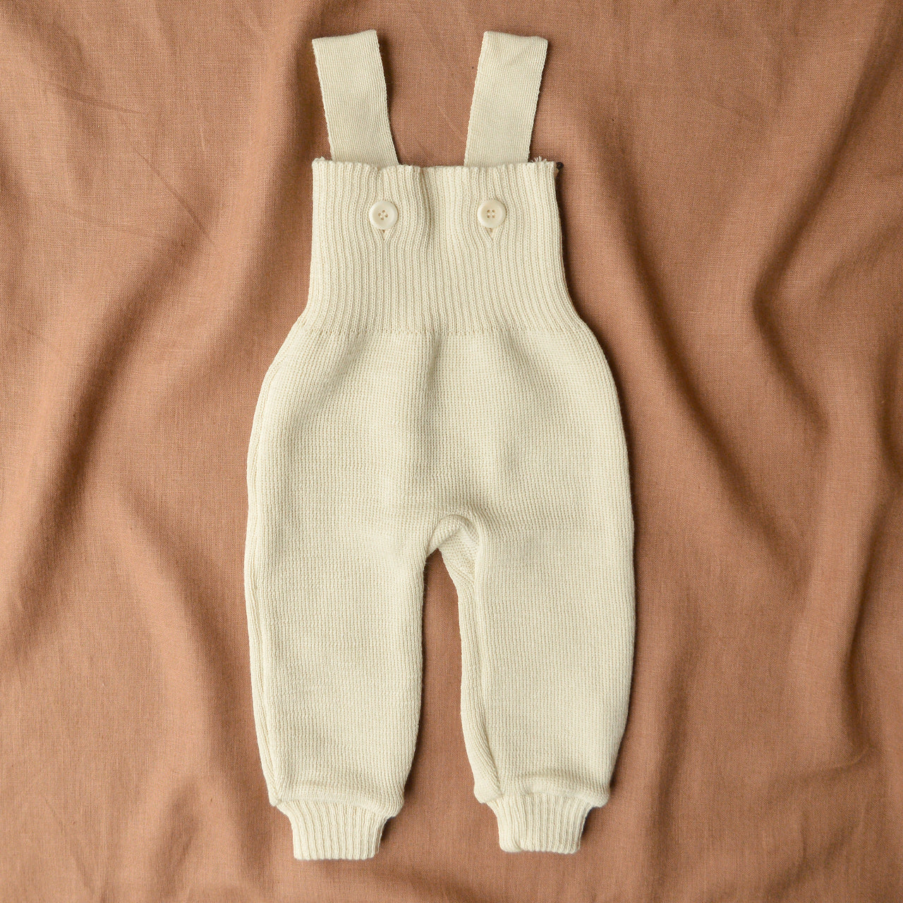 Knitted Dungarees in Organic Merino Wool - Natural (newborn-4y)