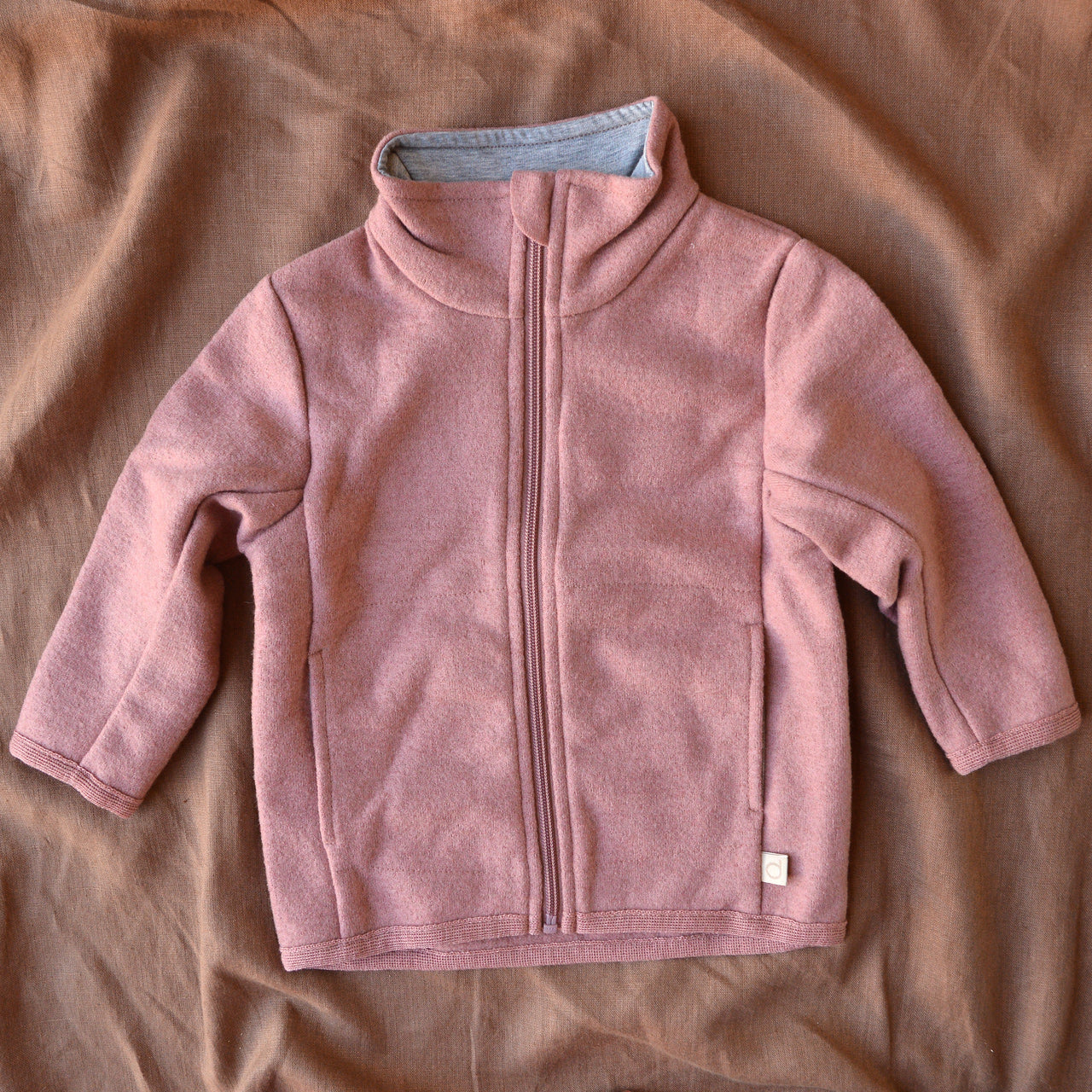 Light Boiled Merino Wool Zip Jacket - Rose (1-10y)