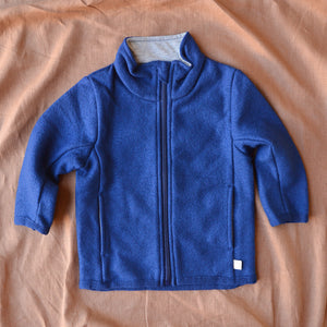 Light Boiled Merino Wool Zip Jacket - Navy (1-10y)