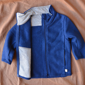 Light Boiled Merino Wool Zip Jacket - Navy (1-10y)