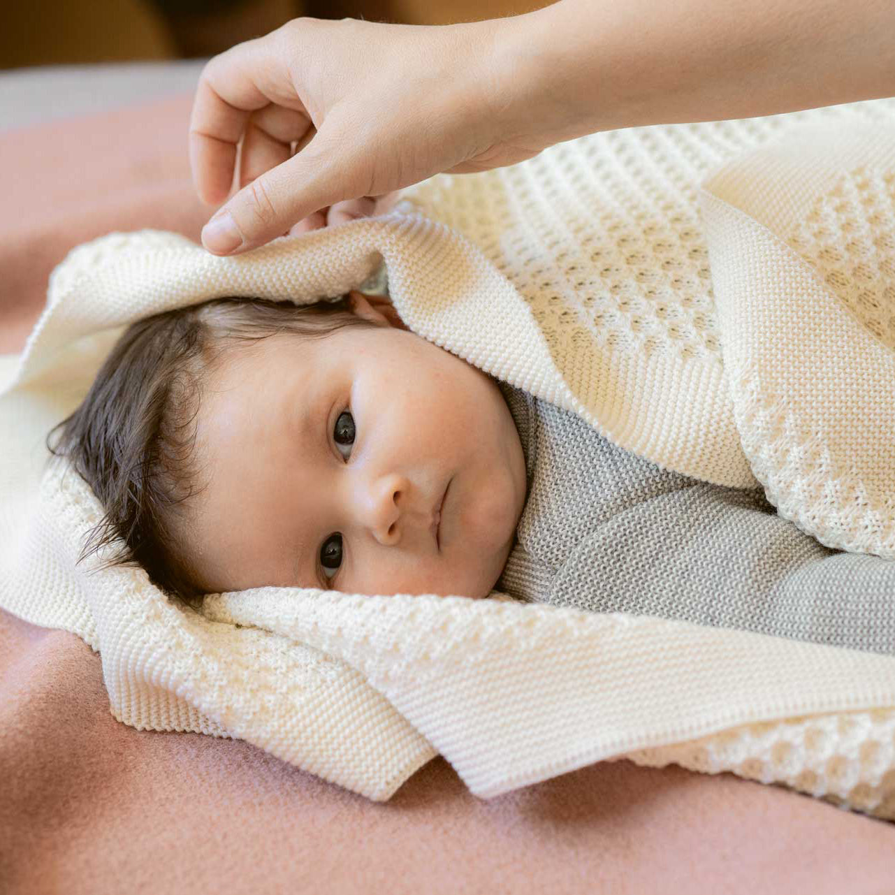 Honeycomb Baby Blanket in Organic Merino Wool (100x80cm)