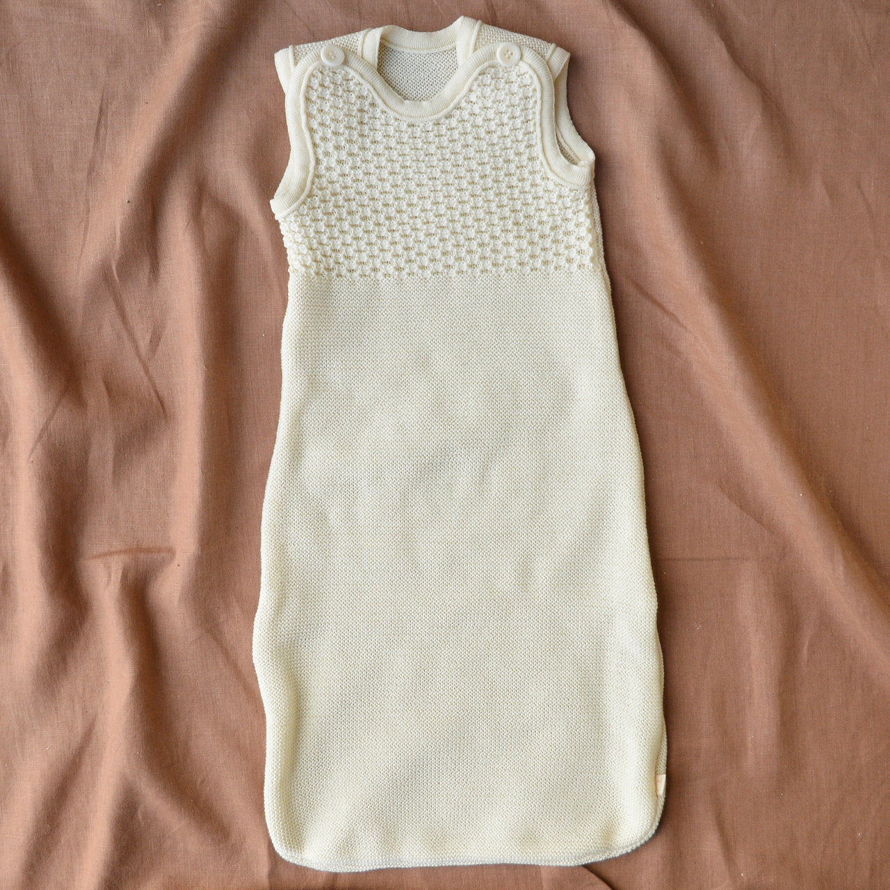 Knitted Sleeping Bag Sleeveless - Organic Merino Wool - Natural (0-18m+)