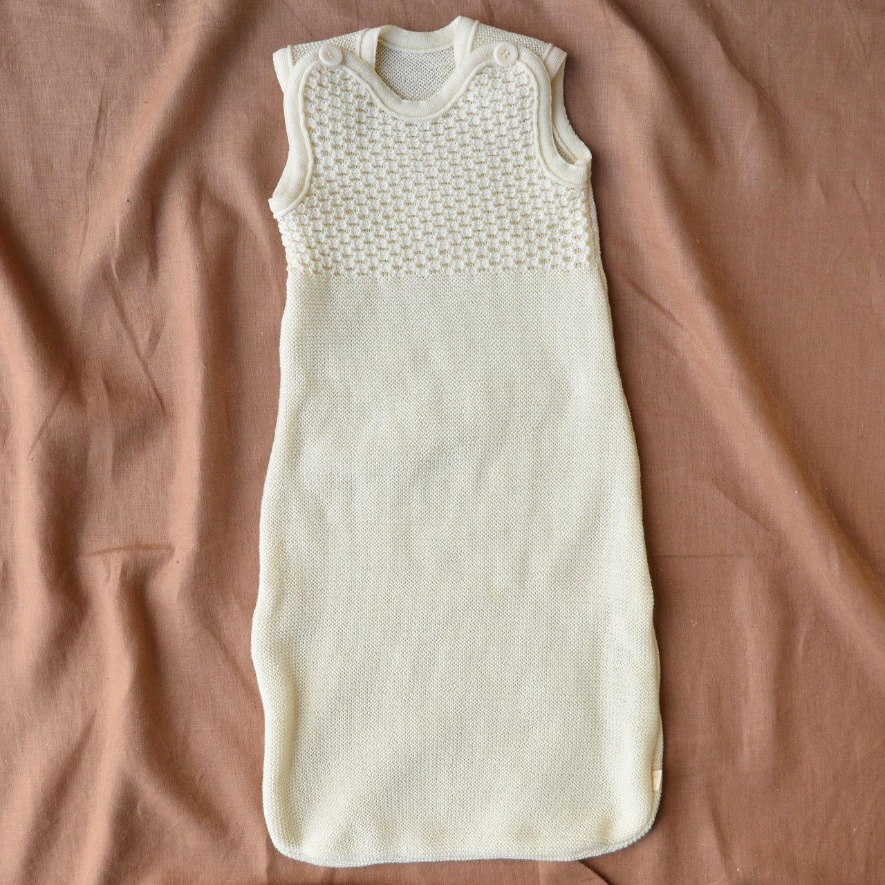 Knitted Sleeping Bag in Organic Merino Wool - Natural (0-18m+)