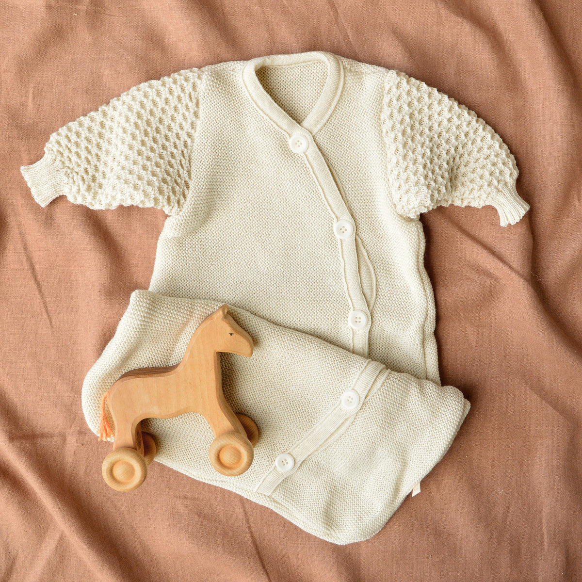 Knitted Sleeping Bag with Arms - Organic Merino Wool (0-18m)