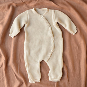 Knitted Overalls in Organic Merino Wool - Natural (0-6m)