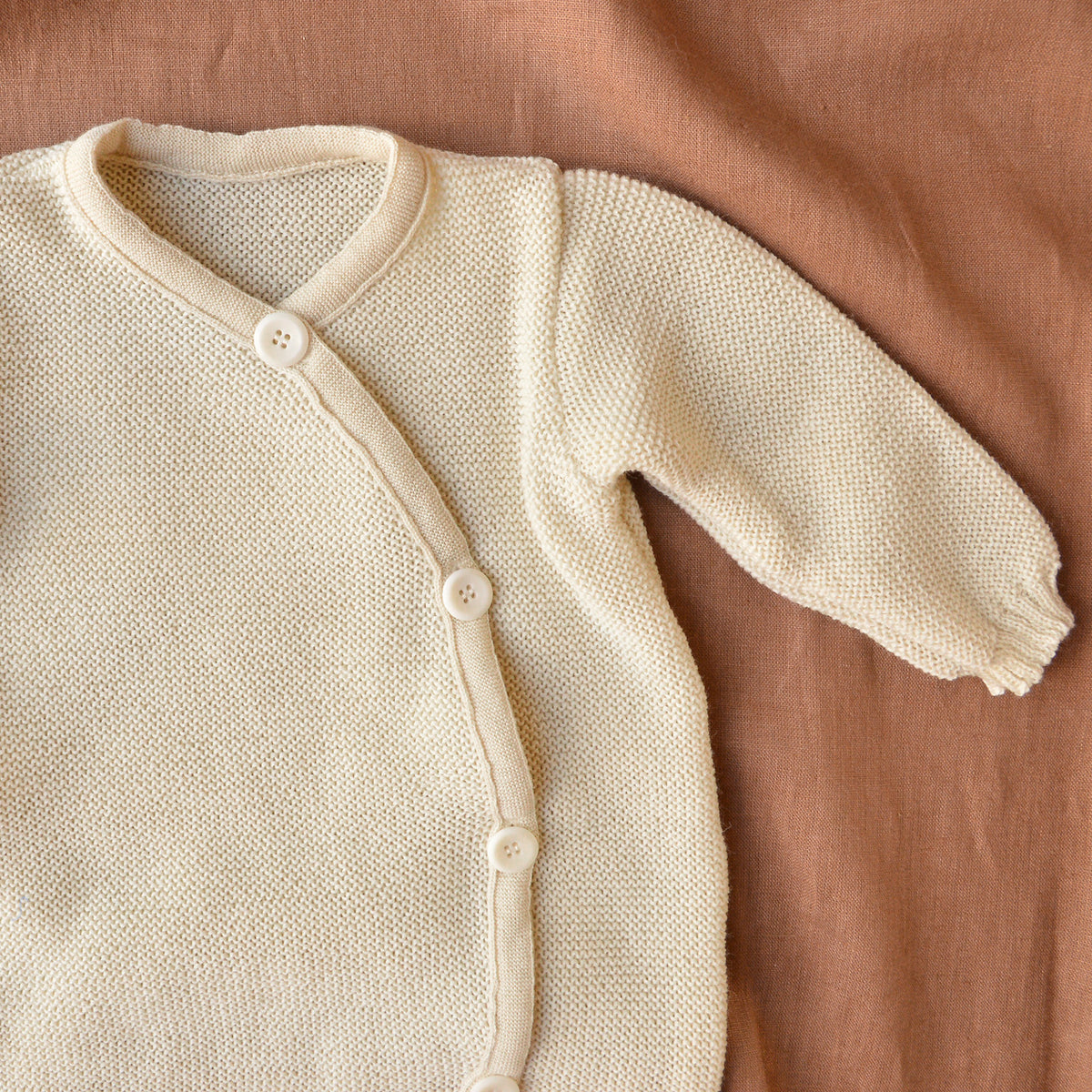 Knitted Overalls in Organic Merino Wool - Natural (0-12m)