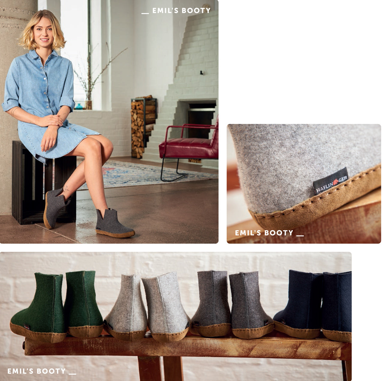 Wool Felt Boots with Leather Sole Adults by Haflinger at Woollykins