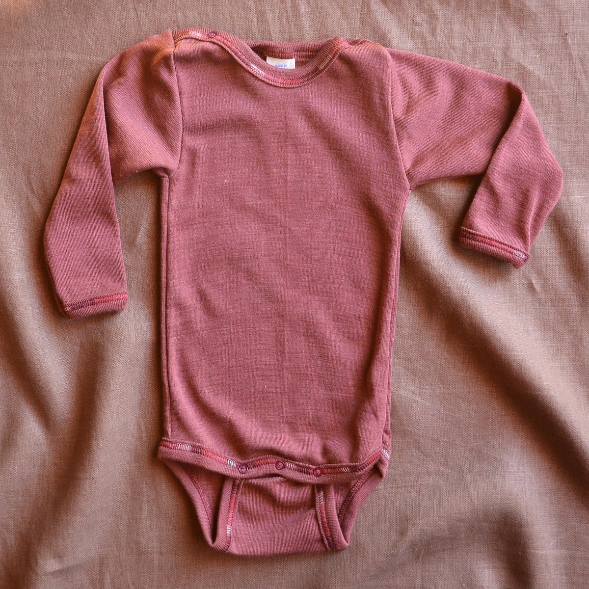 Baby Bodysuit Long Sleeve - Organic Merino/Silk (0-3yrs)