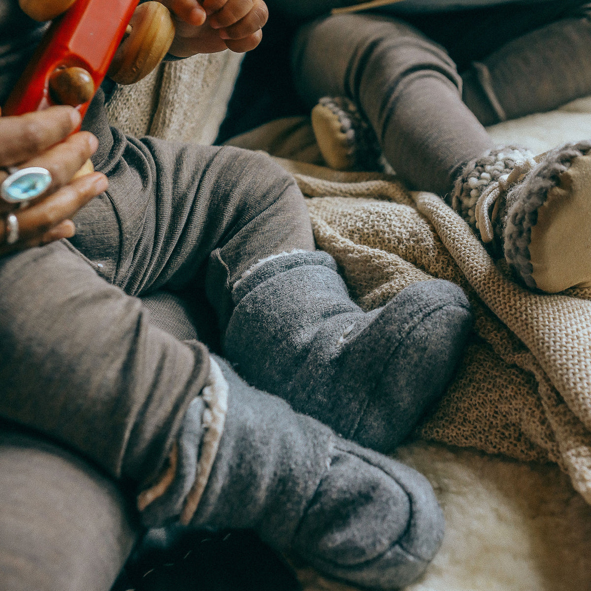 Boiled Wool Booties with Sherpa Organic Cotton Lining (0-2y)