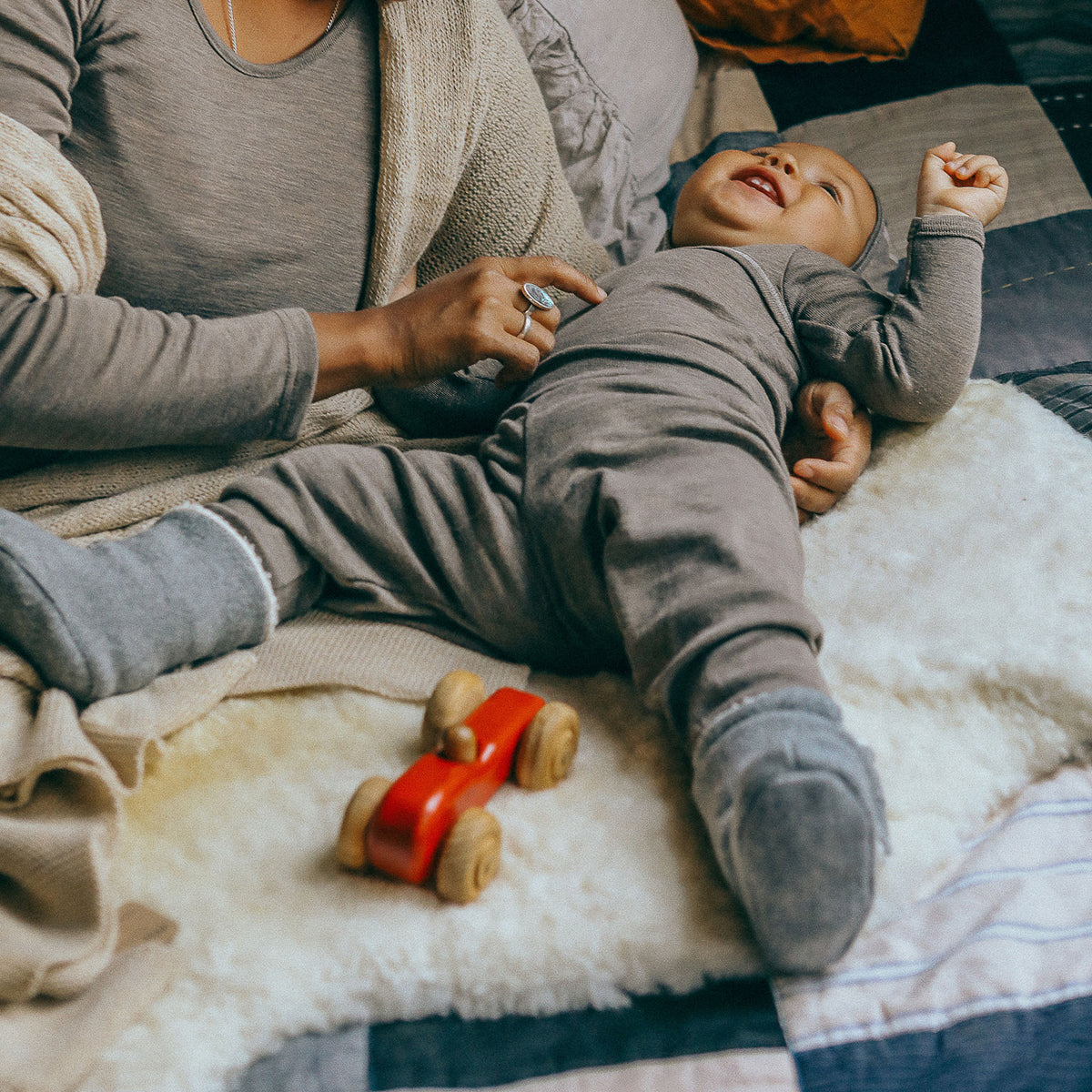 Boiled Wool Booties with Sherpa Organic Cotton Lining (0-2y)