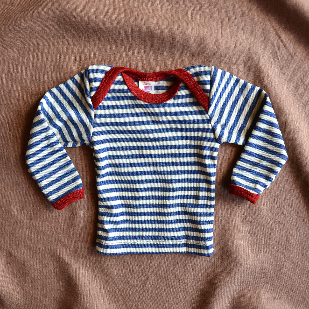 Baby Longsleeve Top in 100% Wool - Stripes (0-3y)