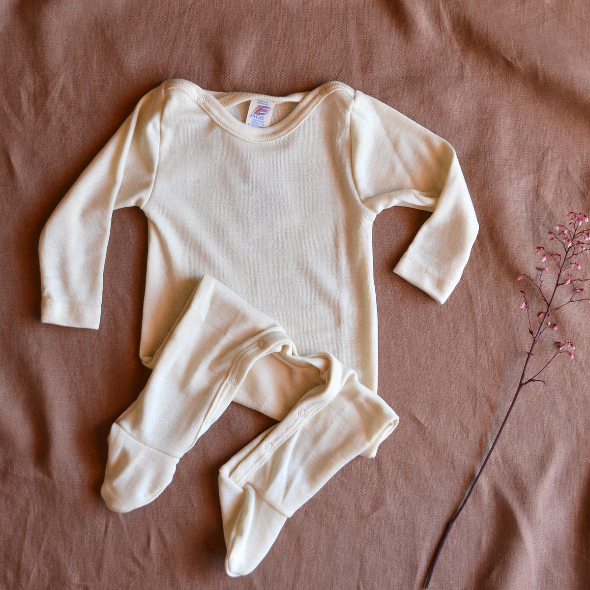 Baby Sleep Suit Onesie with Feet - Organic Wool/Silk (0-24m)