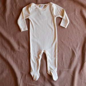 Baby Sleep Suit Onesie with Feet in Wool/Silk (0-24m)
