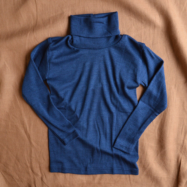 Child s Turtleneck in Organic Wool Silk Marine 1 12y Last One Woollykins