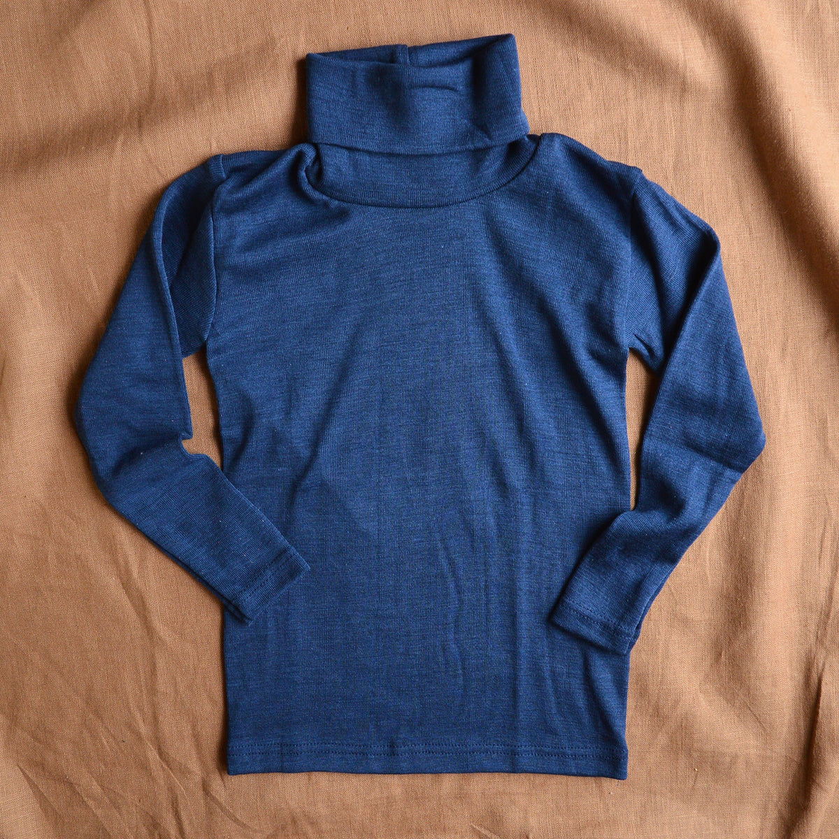 Child's Turtleneck in Organic Merino/Silk - Marine (1-12y)