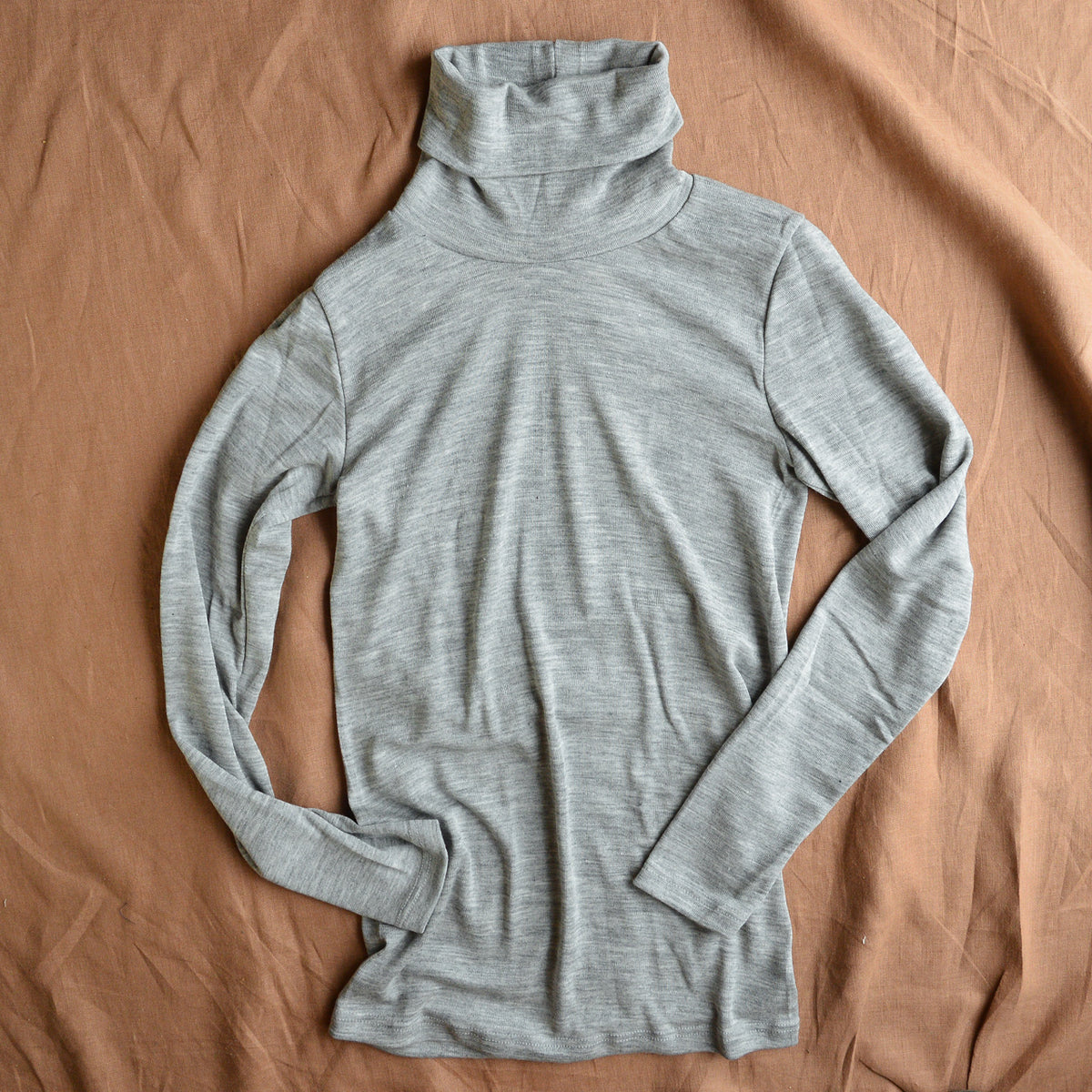 Unisex Adults Turtleneck Long Sleeve Top -Organic Merino/Silk