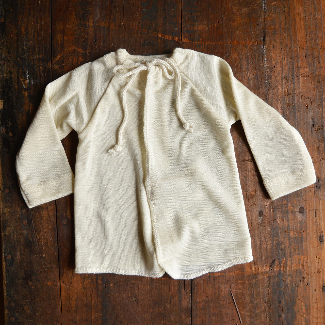Newborn Long Sleeve Wrap Gown - Organic Merino/Silk (0-6m)
