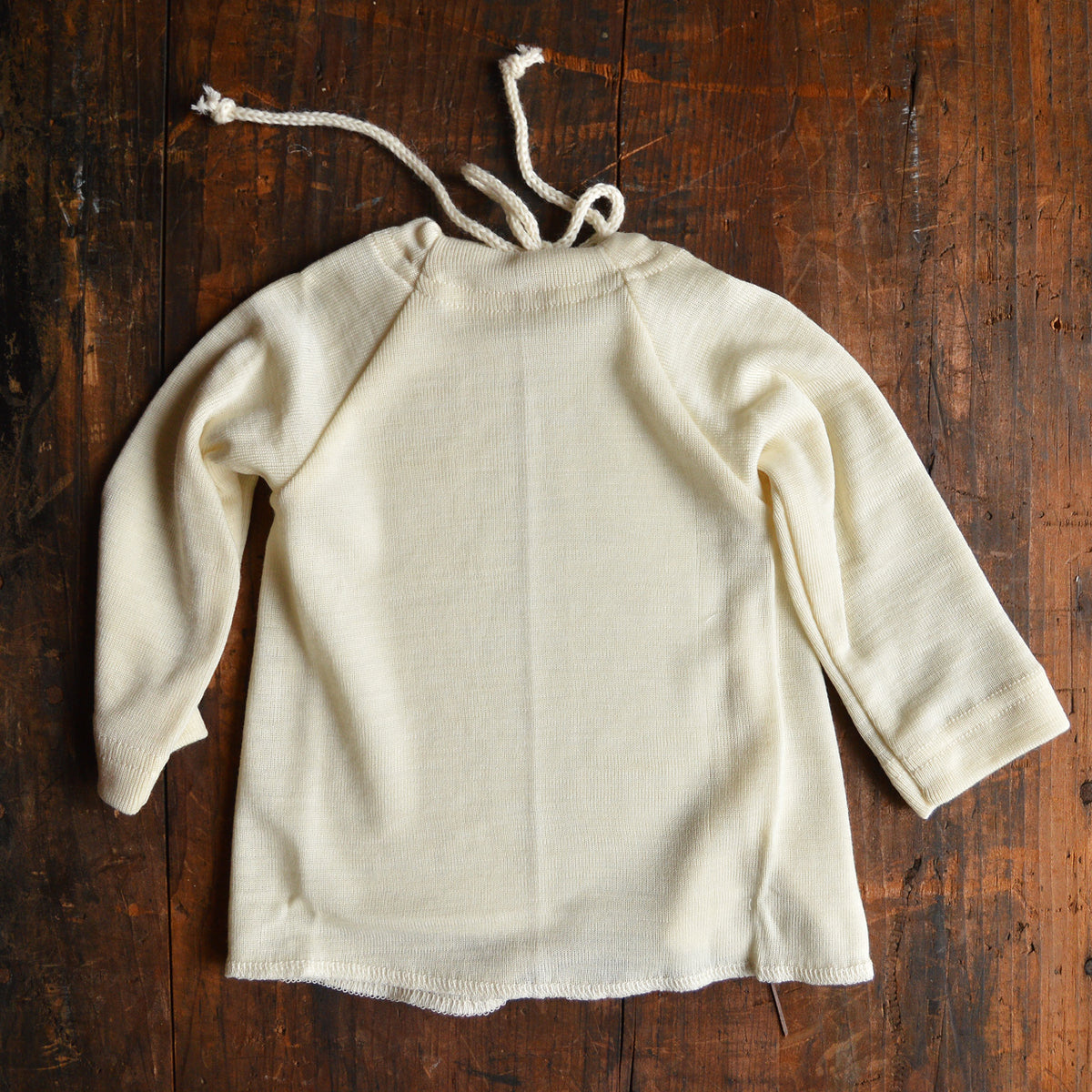 Newborn Long Sleeve Wrap Gown - Organic Merino/Silk (0-6m)