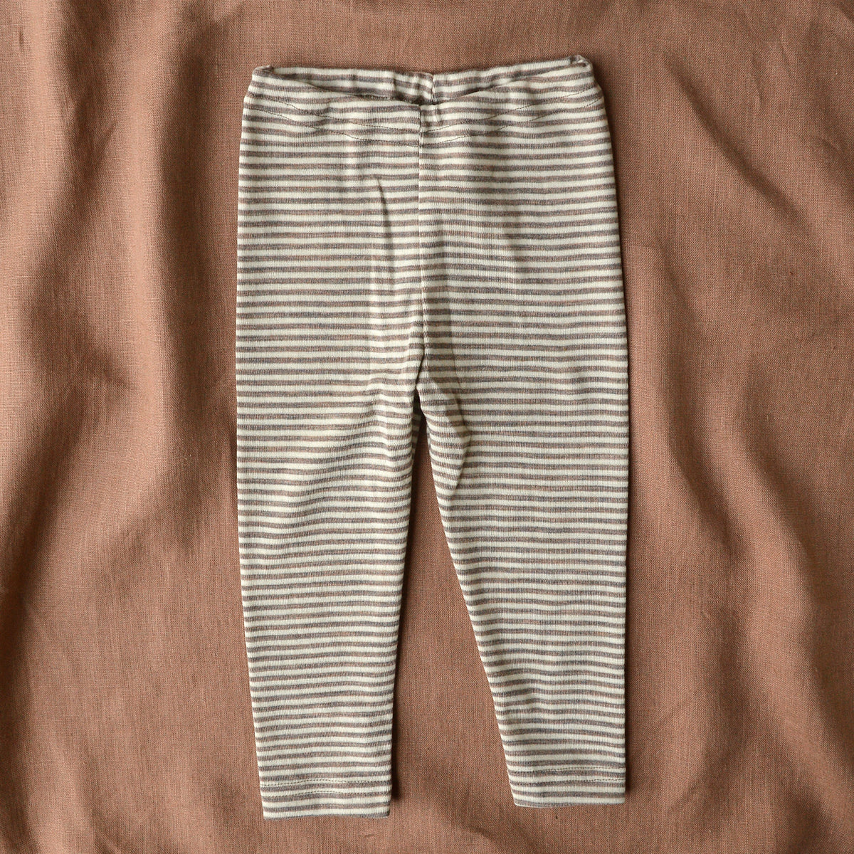 Baby Leggings - 100% Organic Wool - Walnut Stripe (3-24m) *Returning 2026