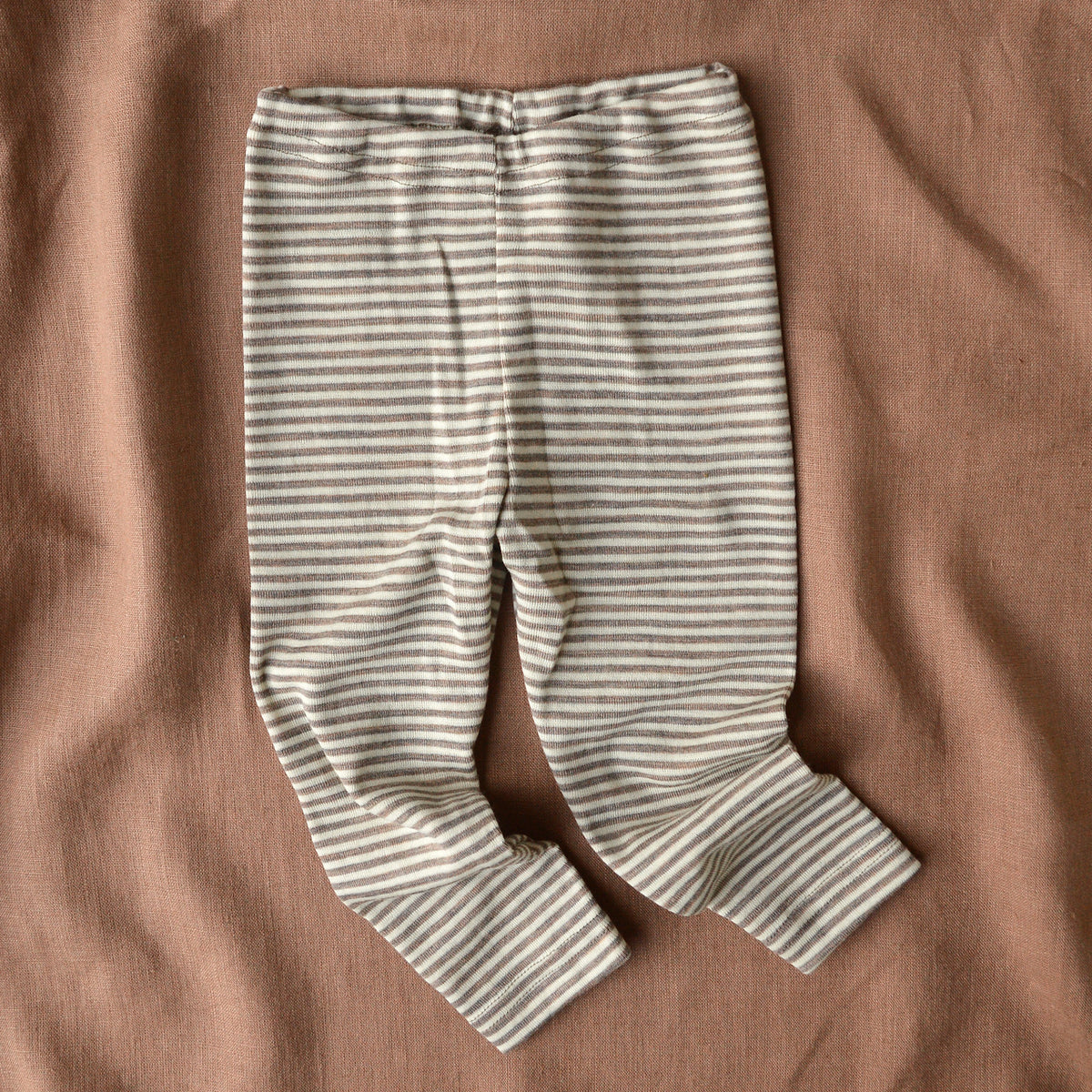Baby Leggings - 100% Organic Wool - Walnut Stripe (3-24m) *Returning 2026