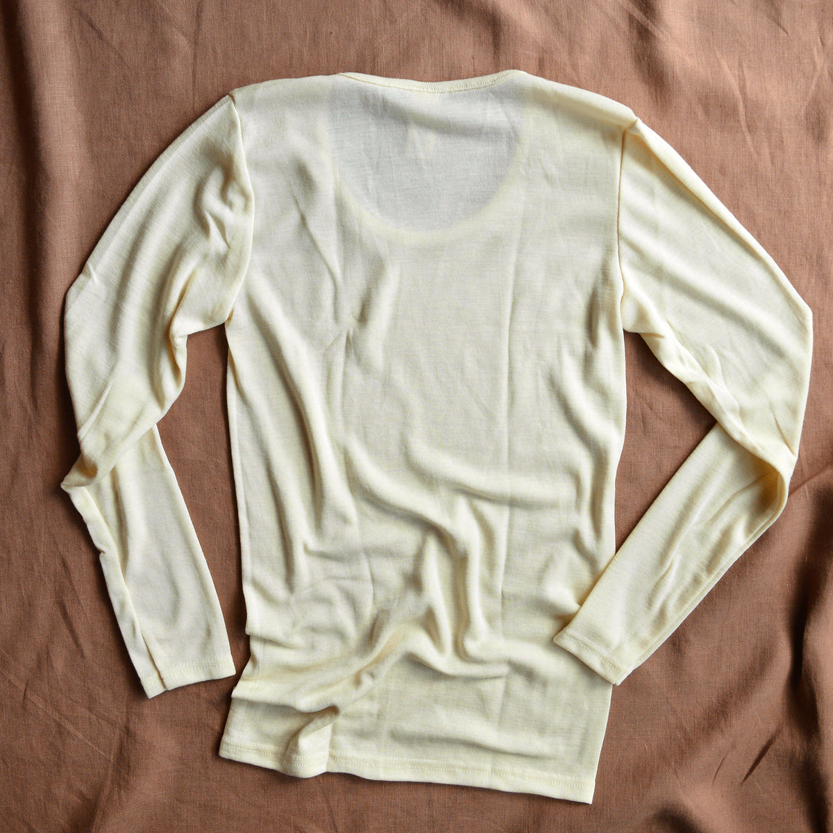Women's Organic Merino Wool & Silk Long Sleeve Top - Natural