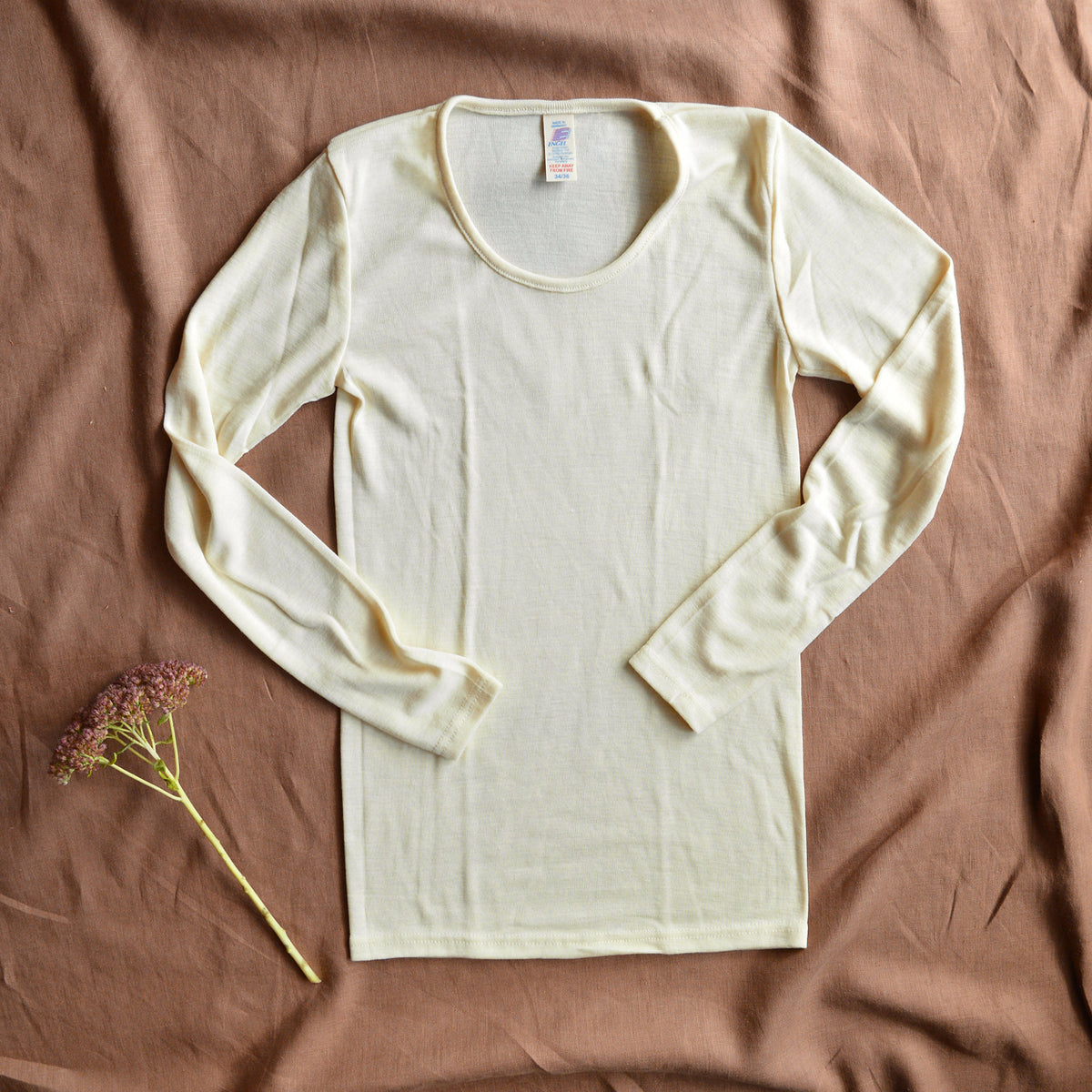 Women's Organic Merino Wool & Silk Long Sleeve Top - Natural