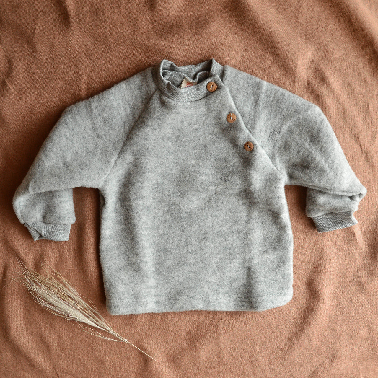 Baby Wool Fleece Raglan Jumper - Grey (0-2y)